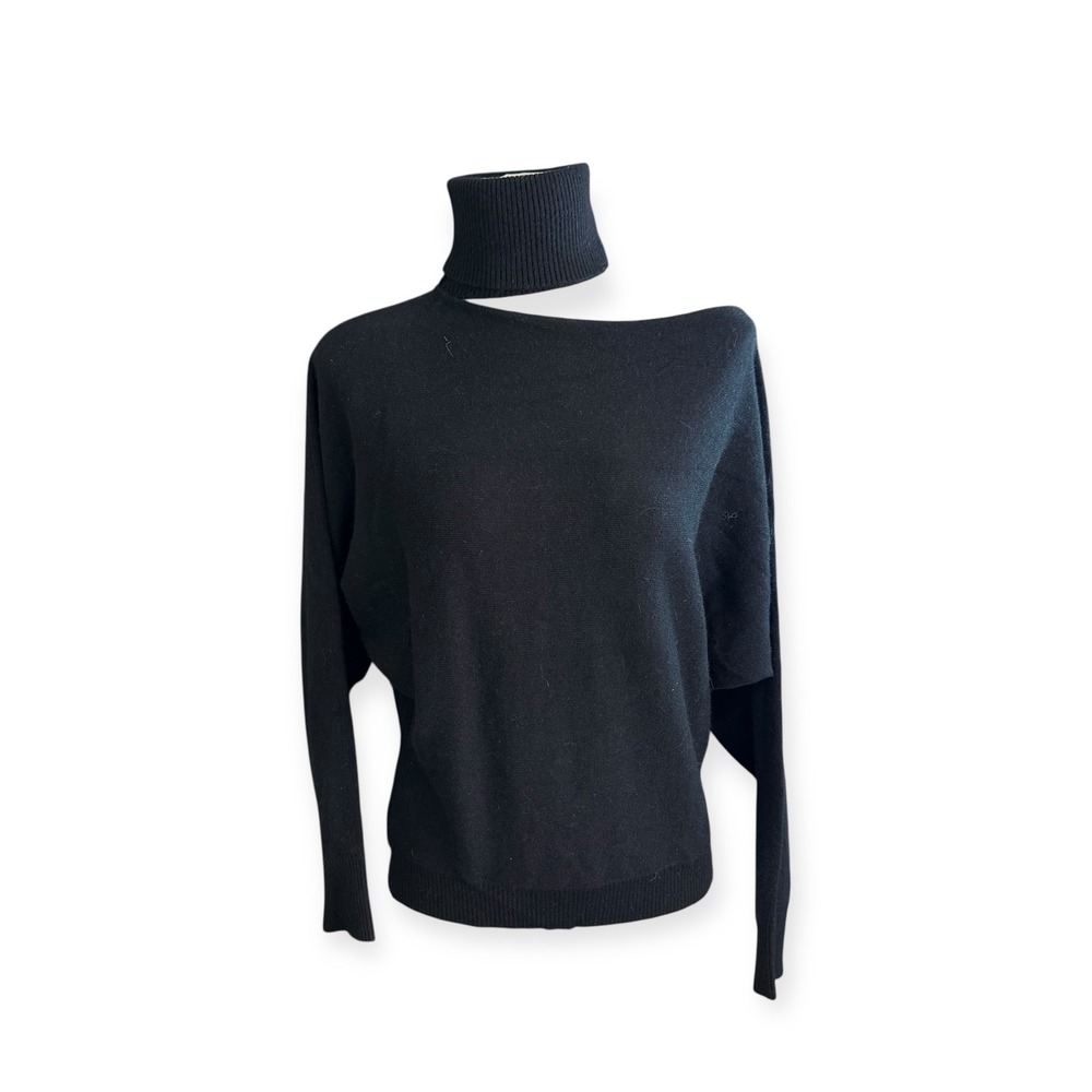 Mushroom Limited Black Cutout Neck Turtleneck Sweater XS